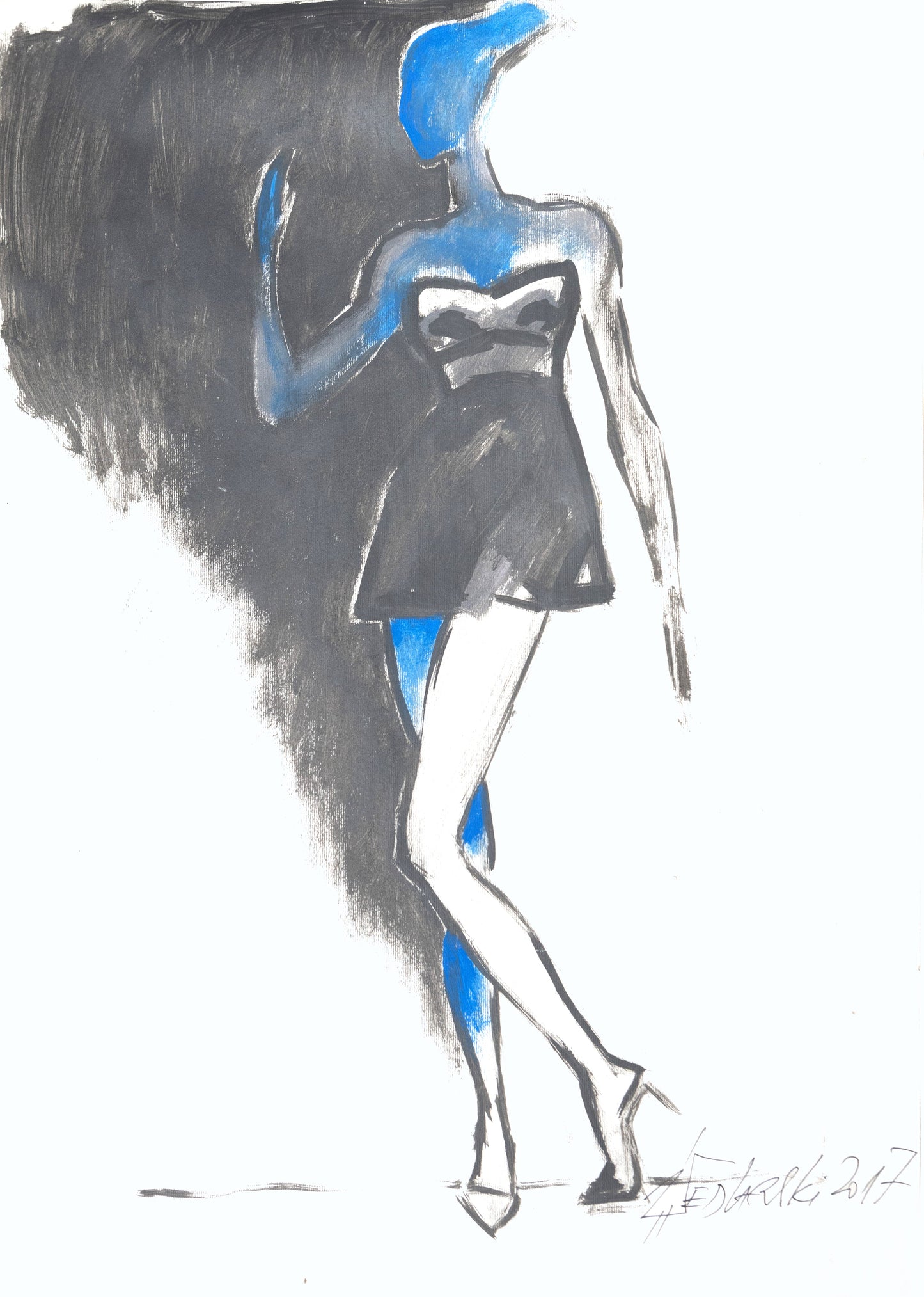 Study for a Dress 81 by Sedlarski – Acrylic on paper, 35.5 × 50 cm, unframed