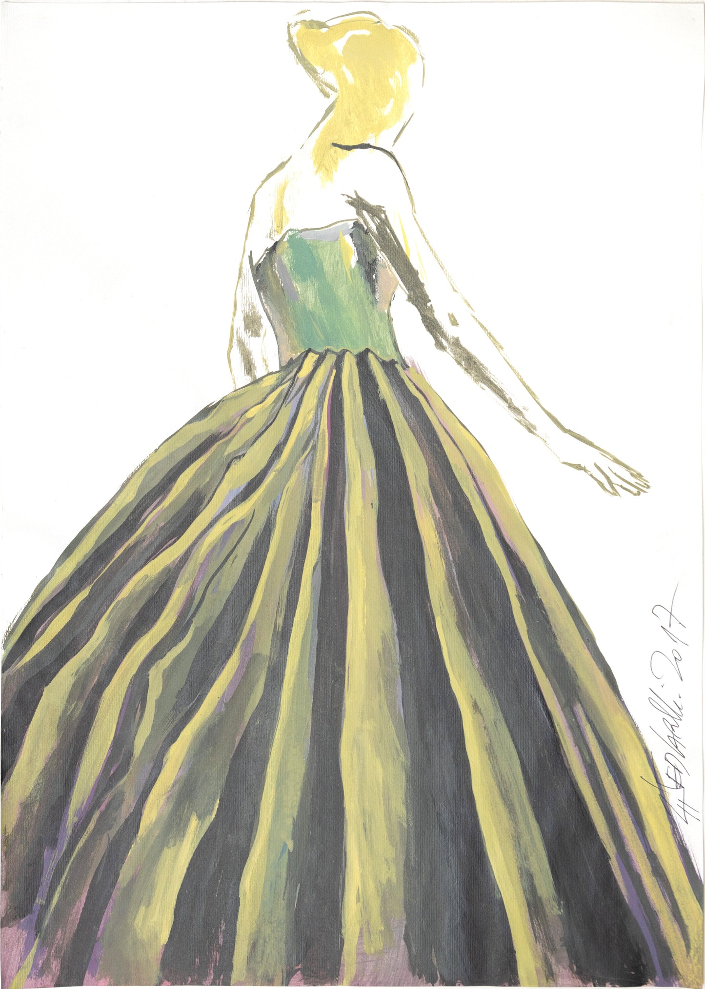 Study for a Dress 82 by Sedlarski – Acrylic on paper, 35.5 × 50 cm, unframed