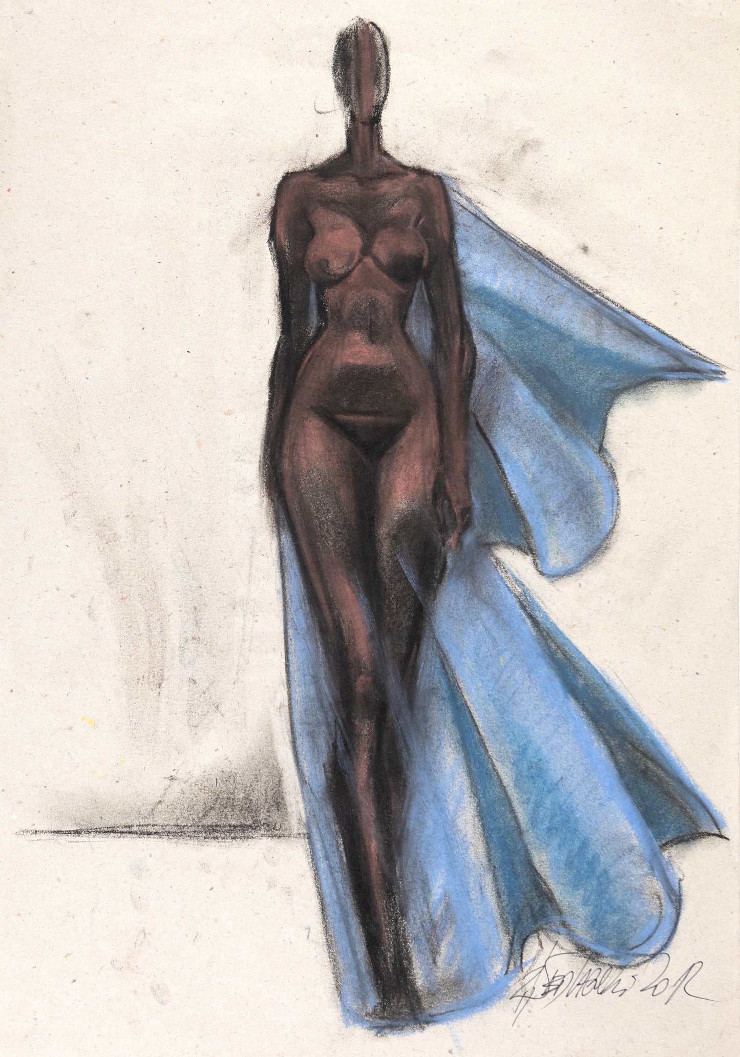 Study for a Dress 84 by Sedlarski – Pastel on paper, 34.2 × 39 cm, unframed