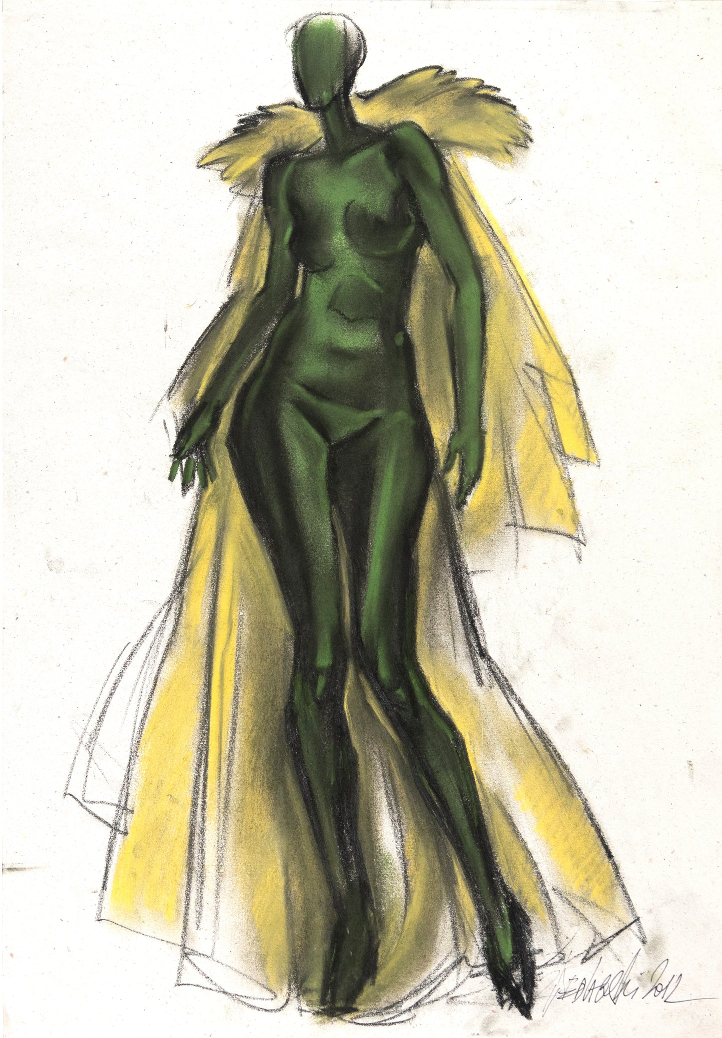 Study for a Dress 85 by Sedlarski – Pastel on paper, 34.2 × 39 cm, unframed