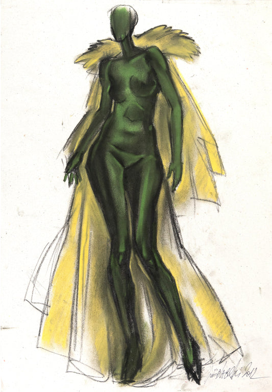 Study for a Dress 85 by Sedlarski – Pastel on paper, 34.2 × 39 cm, unframed