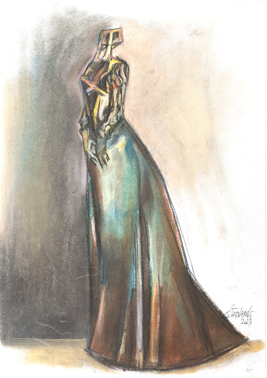 Study for a Dress 86 by Sedlarski – Pastel on paper, 29.7 × 42 cm, unframed