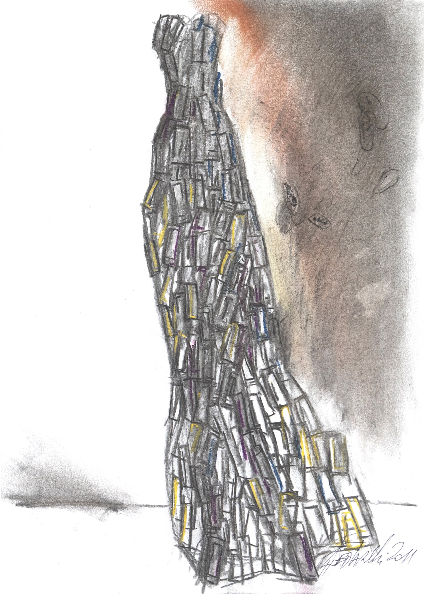 Study for a Dress 97 by Sedlarski – Pastel on paper, 29.7 × 42 cm, unframed