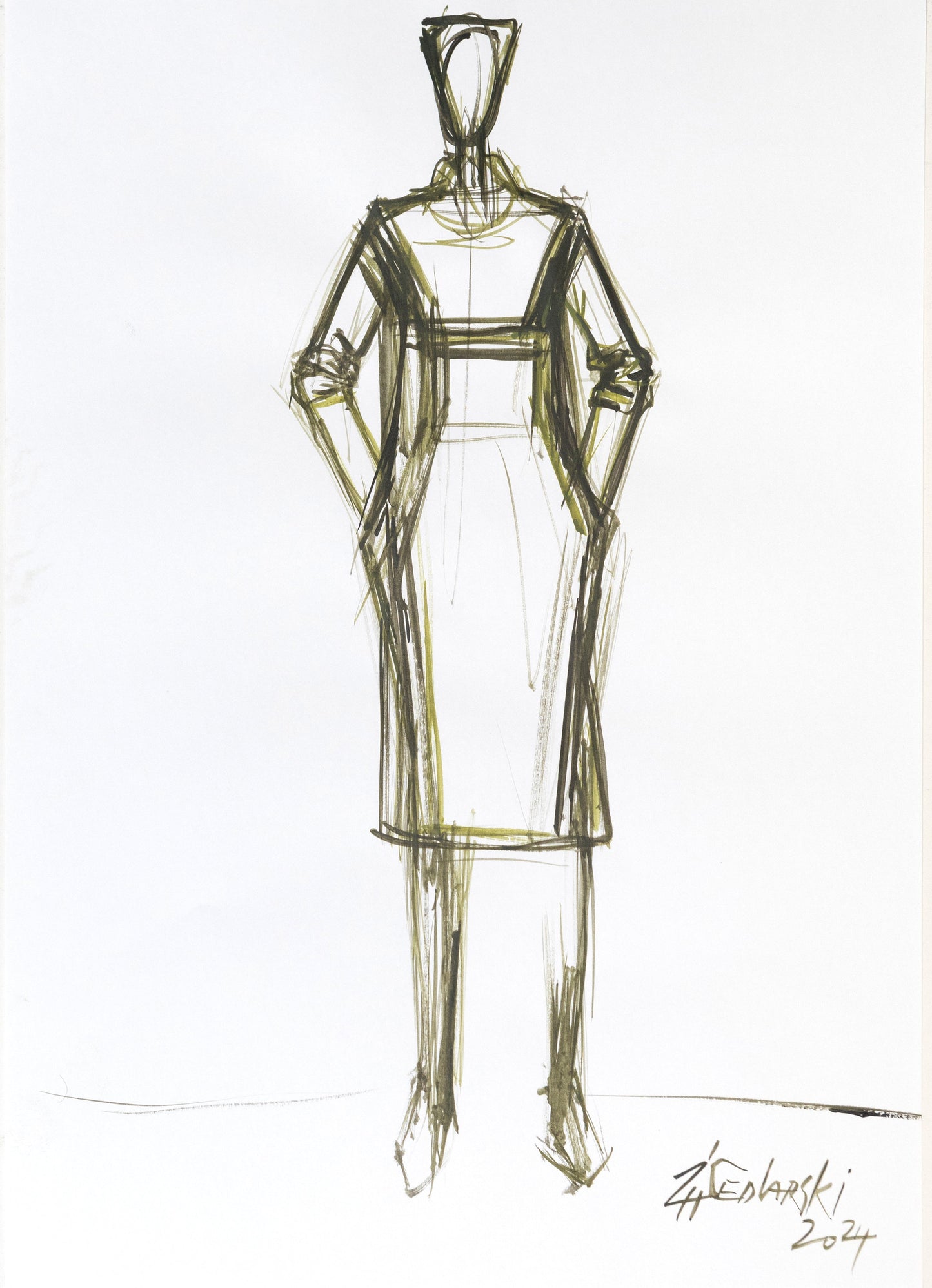 Study for a Dress 67 – Acrylic on paper, 29.7 × 42 cm, unframed, by Sedlarski (2024)