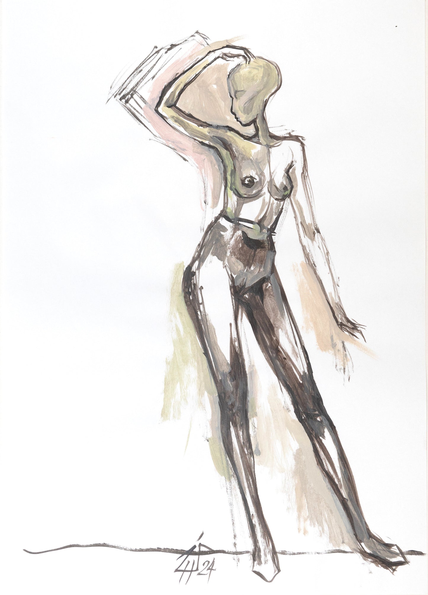 Study for a Dress 68 – Acrylic on paper, 29.7 × 42 cm, unframed, by Sedlarski (2024)