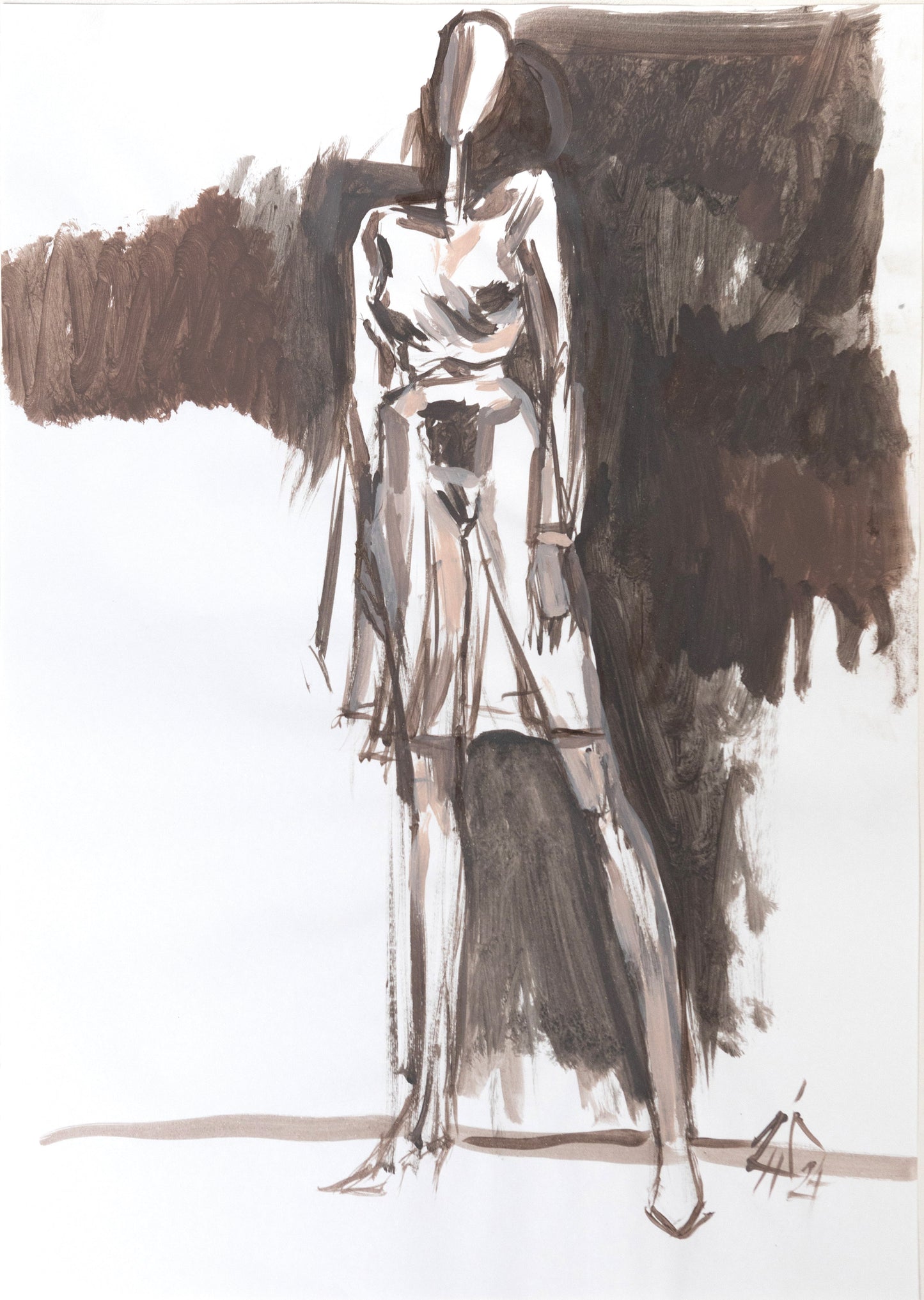 Study for a Dress 73 – Acrylic on paper, 29.7 × 42 cm, unframed, by Sedlarski (2024)
