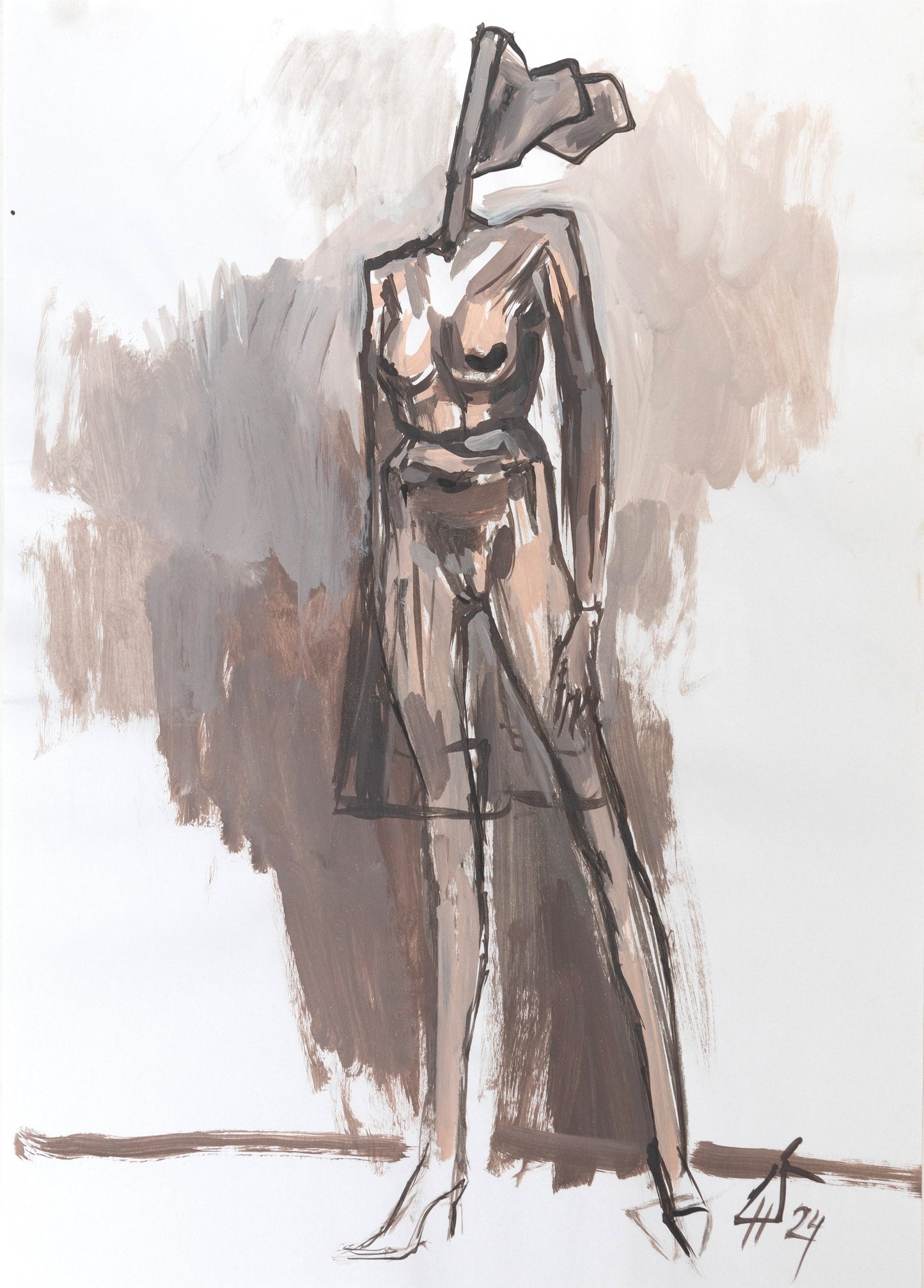 Study for a Dress 69 – Acrylic on paper, 29.7 × 42 cm, unframed, by Sedlarski (2024)