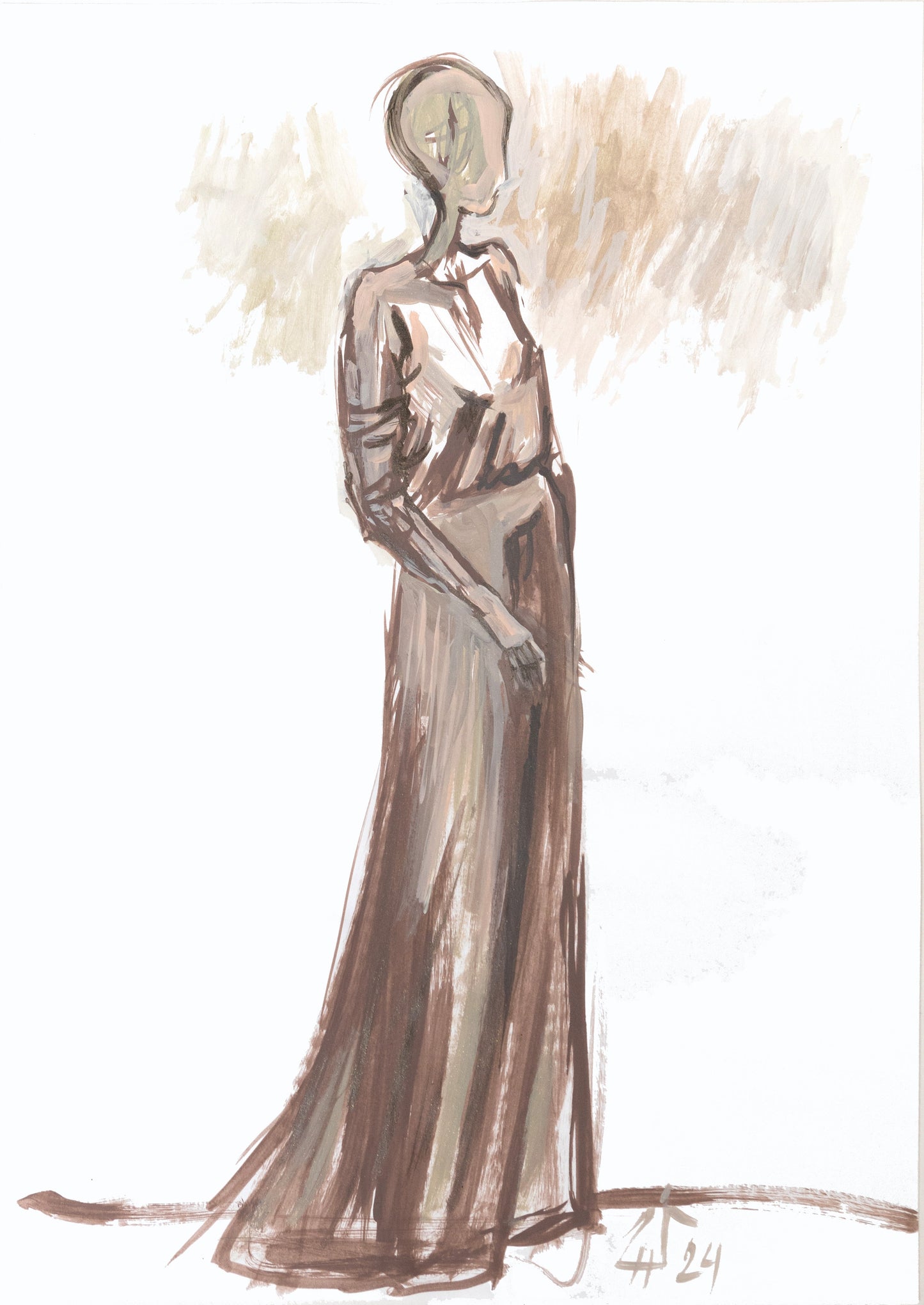 Study for a Dress 62 – Acrylic on paper, 29.7 × 42 cm, unframed, by Sedlarski (2024)