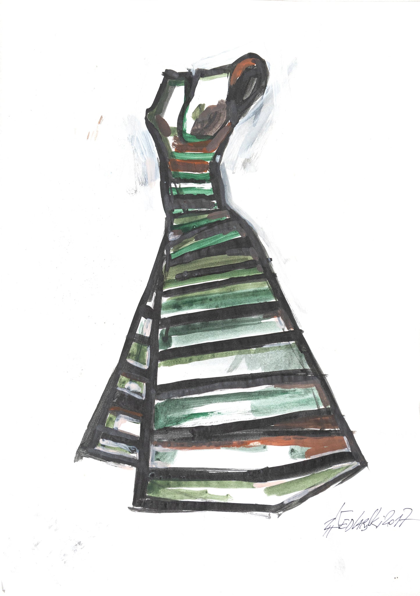 Study for a Dress 60 – Acrylic on paper, 29.7 × 42 cm, unframed, by Sedlarski (2024)