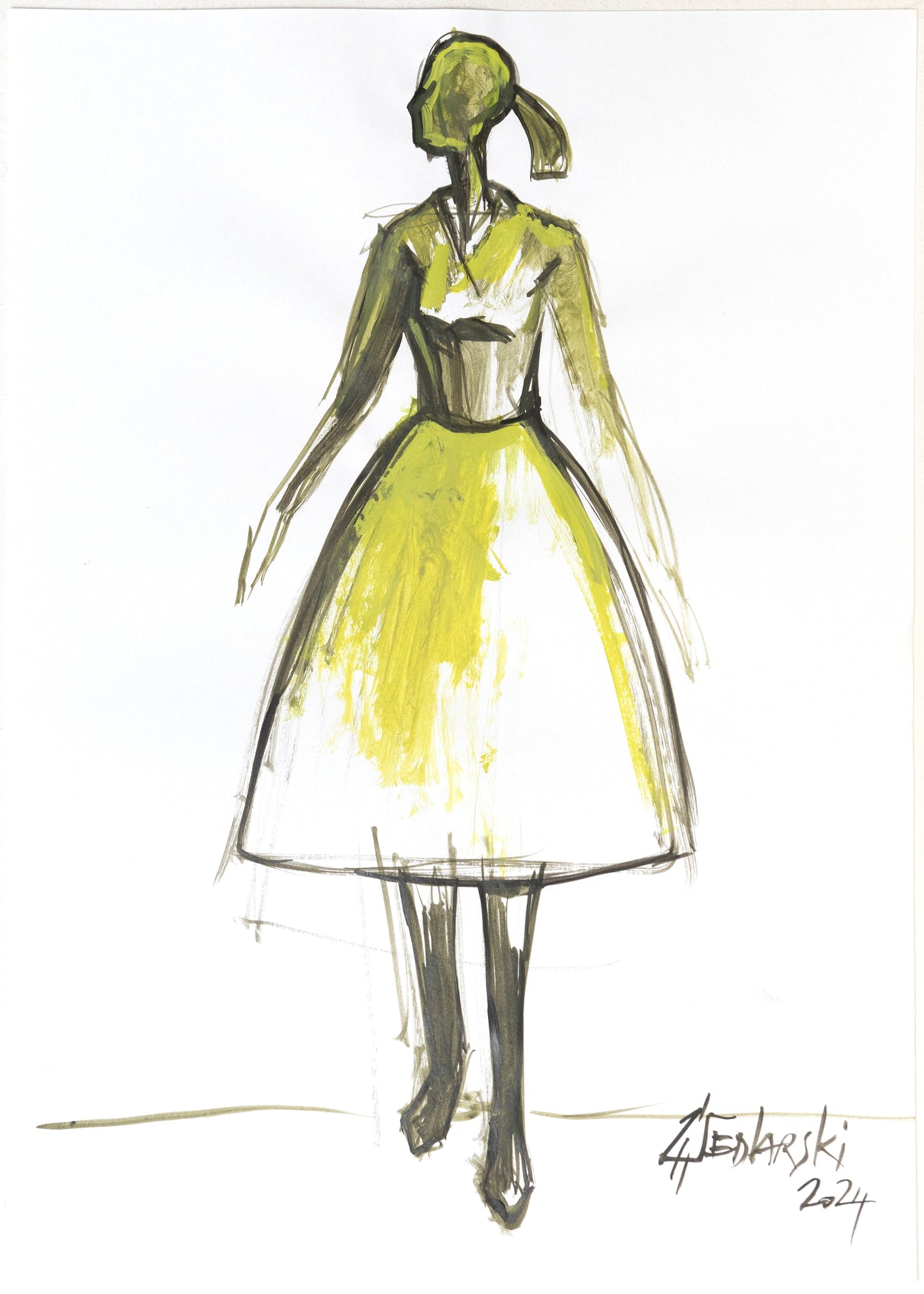 Study for a Dress 66 – Acrylic on paper, 29.7 × 42 cm, unframed, by Sedlarski (2024)