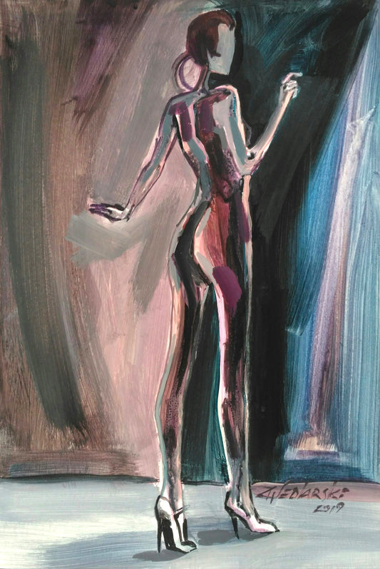 Zhivko Ladies 61 by Sedlarski – Acrylic on paper, 20 × 31.5 cm, unframed