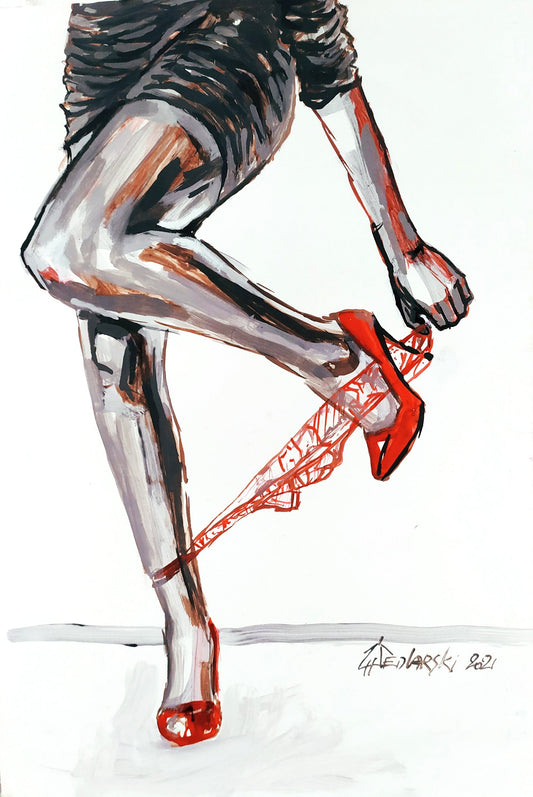 Pants Down 5 by Sedlarski – Acrylic on paper, 22 × 33 cm, unframed