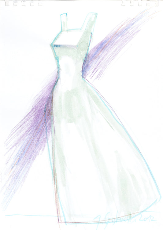 Study for a Dress 105 by Sedlarski – Acrylic on paper, 25 × 34.8 cm, unframed