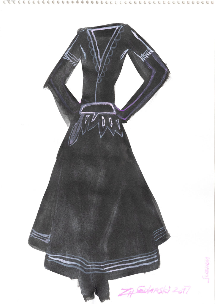 Study for a Dress 117 by Sedlarski – Gouache on paper, 22.1 × 31.8 cm, unframed