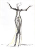 Study for a Dress 24 – Elegant dress sketch by Sedlarski, acrylic on paper