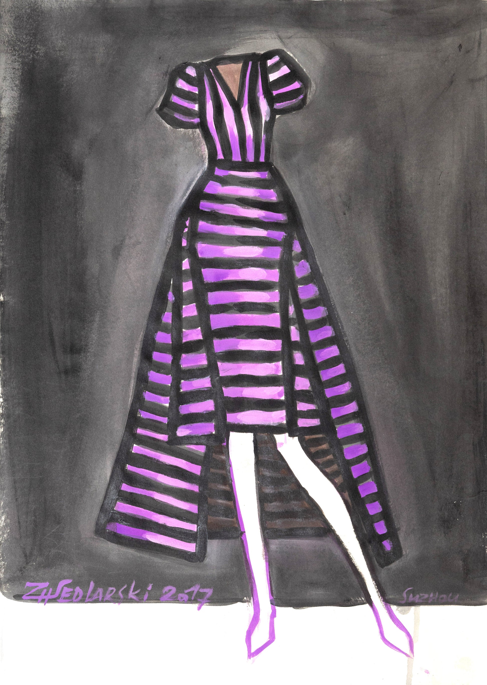 Study for a Dress 79 by Sedlarski – Gouache on paper, 38.8 × 53.5 cm, unframed